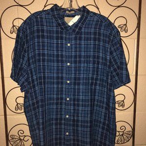 New LUCKY BRAND Short Sleeve Plaid Shirt Size M
